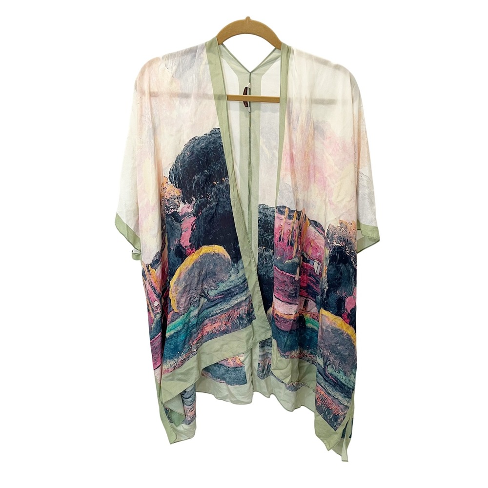 Soft Surroundings Impressionist Landscape Oil Painting Kimono Wearable Art - OS